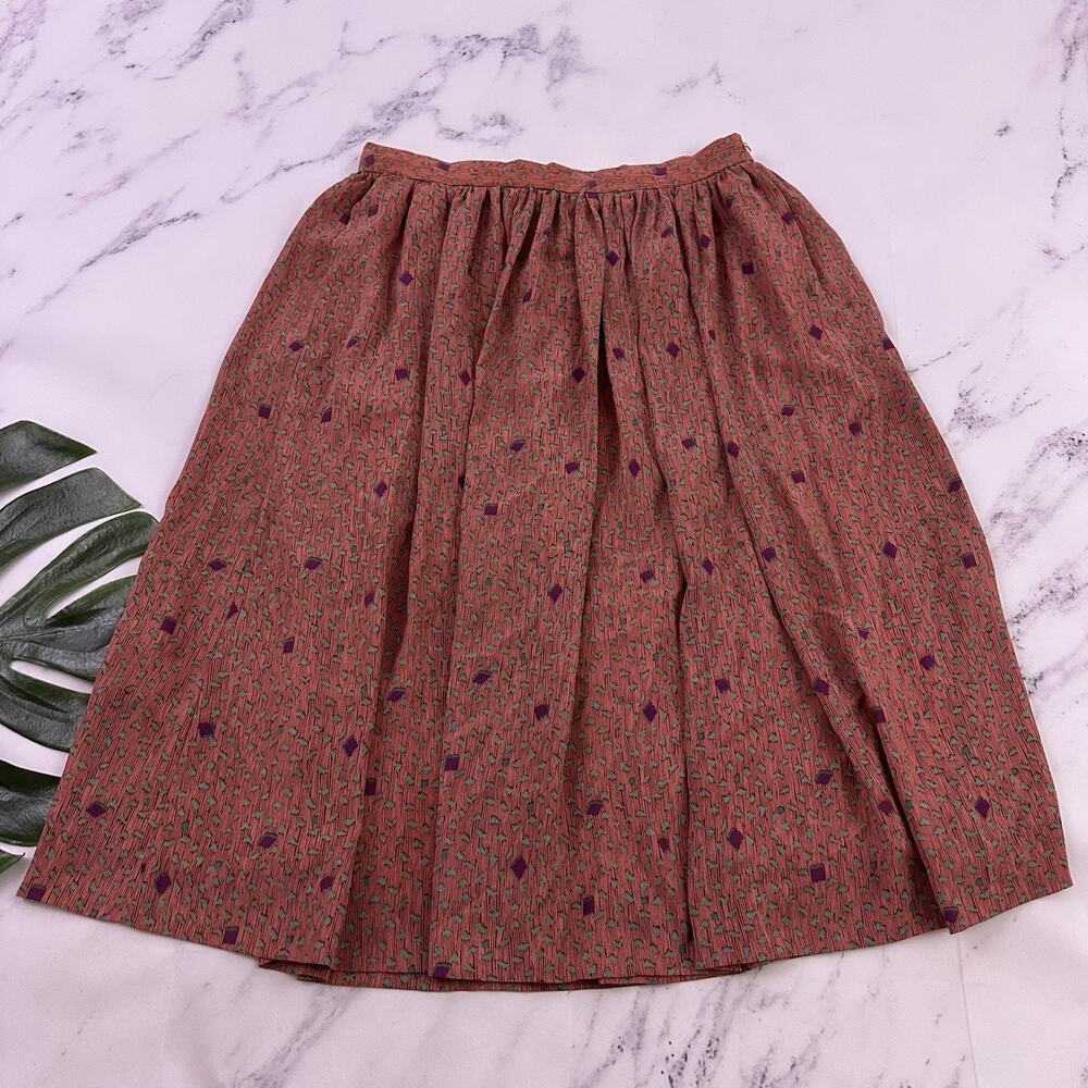 Campus Casuals Womens Vintage 80s A-line Skirt Size M Orange Pockets Geometric